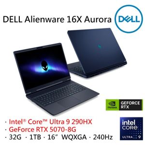 Imagen con fines ilustrativos Dell Alienware Gaming Services 16 Aurora - Notebook - 16" - Intel Core Ultra 9 290 HXPlus / 5.5 GHz - 32 GB - DDR5 SDRAM - 1 TB SSD - NVIDIA GeForce RTX 5070 - Microsoft Windows 11 Home - 3-year warranty · Imagen con fines ilustrativos