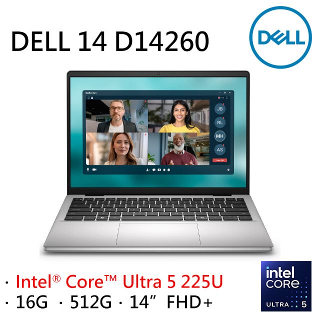 Imagen con fines ilustrativos Dell - Notebook - 14" - Intel Core Ultra 5 225U / 4.8 GHz - 16 GB - DDR5 SDRAM - 512 GB SSD - Integrated graphics · Imagen con fines ilustrativos