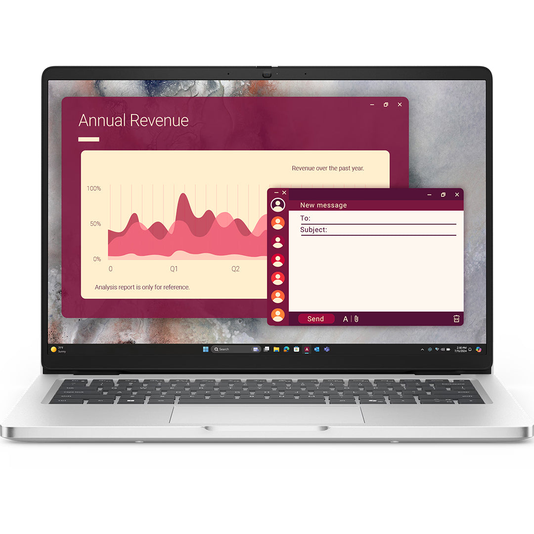 Imagen con fines ilustrativos Dell Pro - Notebook - 14" - Intel Core Ultra 7 255U / 5.2 GHz - 16 GB - DDR5 SDRAM - 512 GB - Integrated Intel Graphics - Windows 11 Pro - 3-year warranty · Imagen con fines ilustrativos
